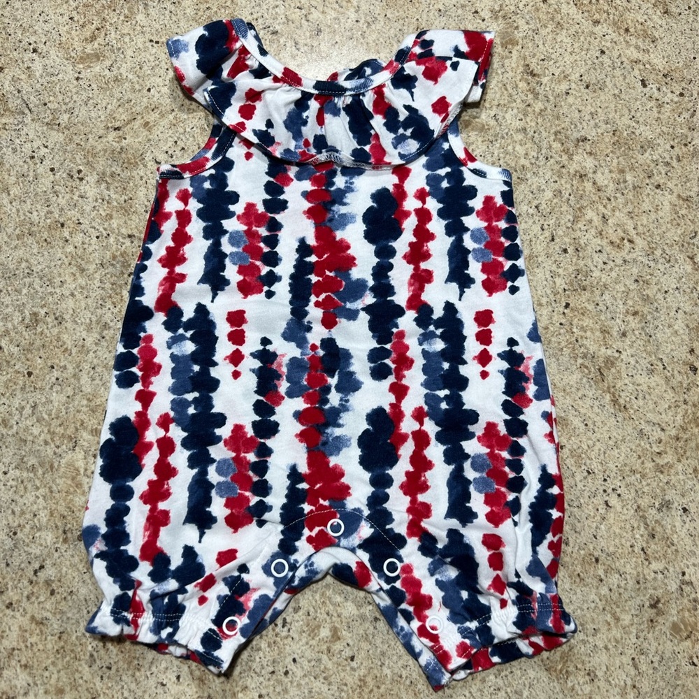 Way to Celebrate 4th of July Romper - Red, White & Blue - 0-3 Month